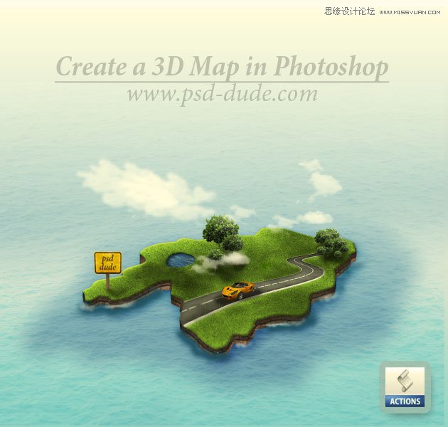 Photoshop绘制逼真的绿色地图