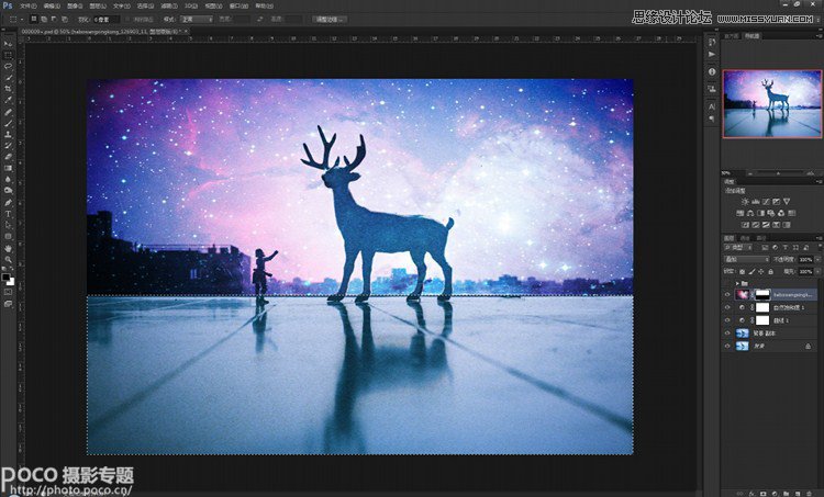 Photoshop给照片添加绚丽的星空