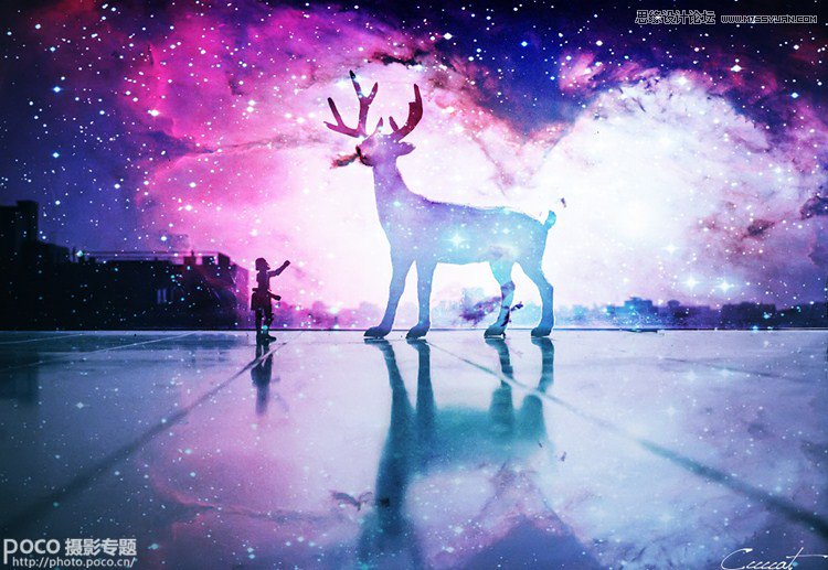 Photoshop给照片添加绚丽的星空