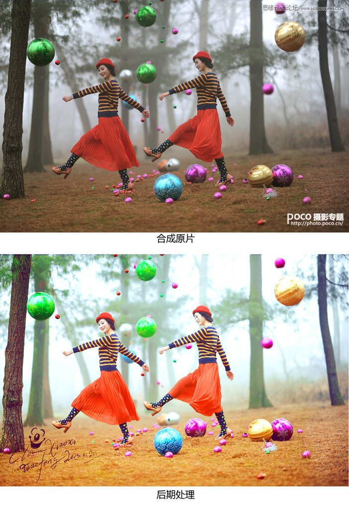 Photoshop调出森林中唯美的人像照片