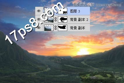 Photoshop合成山谷美丽的风车美景