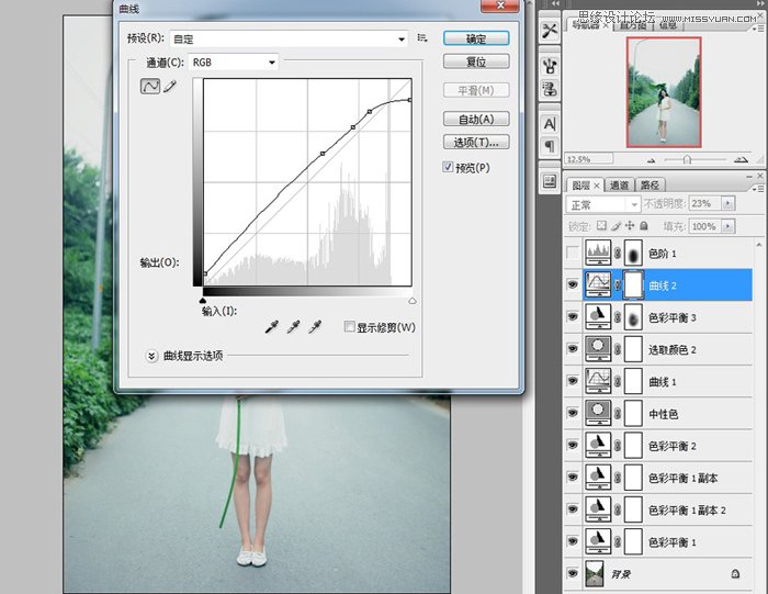 Photoshop调出荷叶美女清新色调