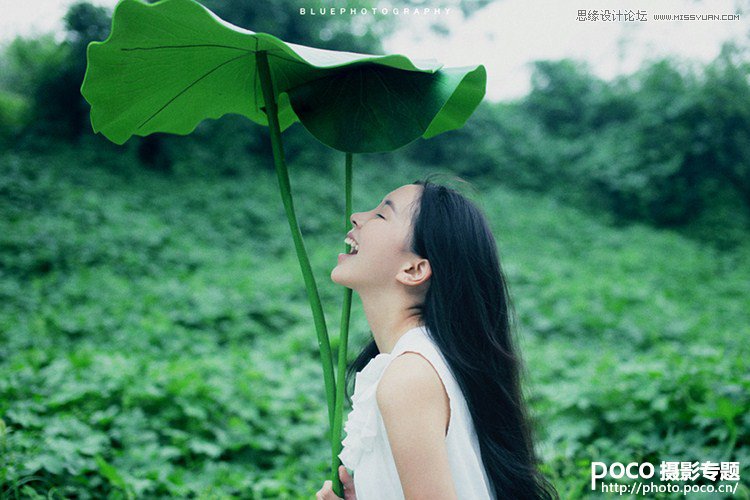 Photoshop调出荷叶美女清新色调