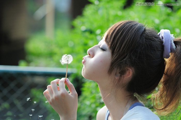 Photoshop使用通道替换调出美女青色效果
