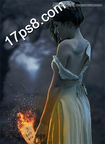 Photoshop合成月光下失恋美女