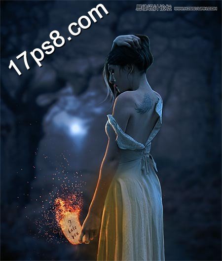 Photoshop合成月光下失恋美女