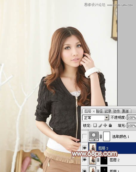Photoshop调出甜美女孩淡青色调
