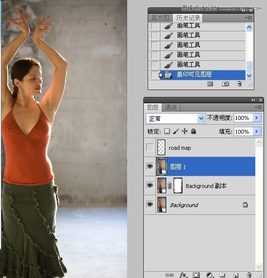 Photoshop给微胖的国外女人瘦身