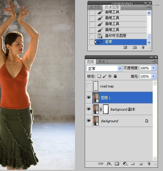 Photoshop给微胖的国外女人瘦身