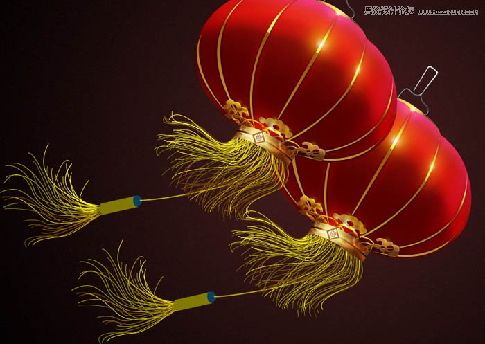 Photoshop制作节日喜庆的红灯笼