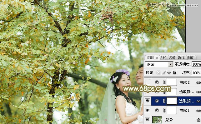 Photoshop调出婚片照片秋季黄色调