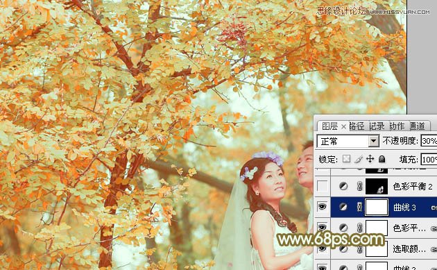 Photoshop调出婚片照片秋季黄色调