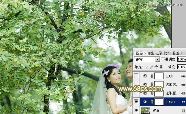 Photoshop调出婚片照片秋季黄色调
