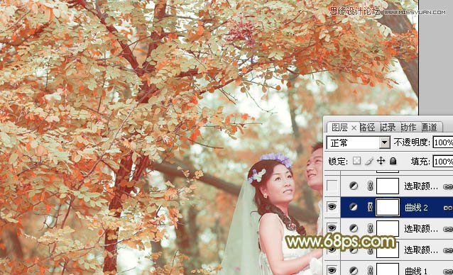 Photoshop调出婚片照片秋季黄色调