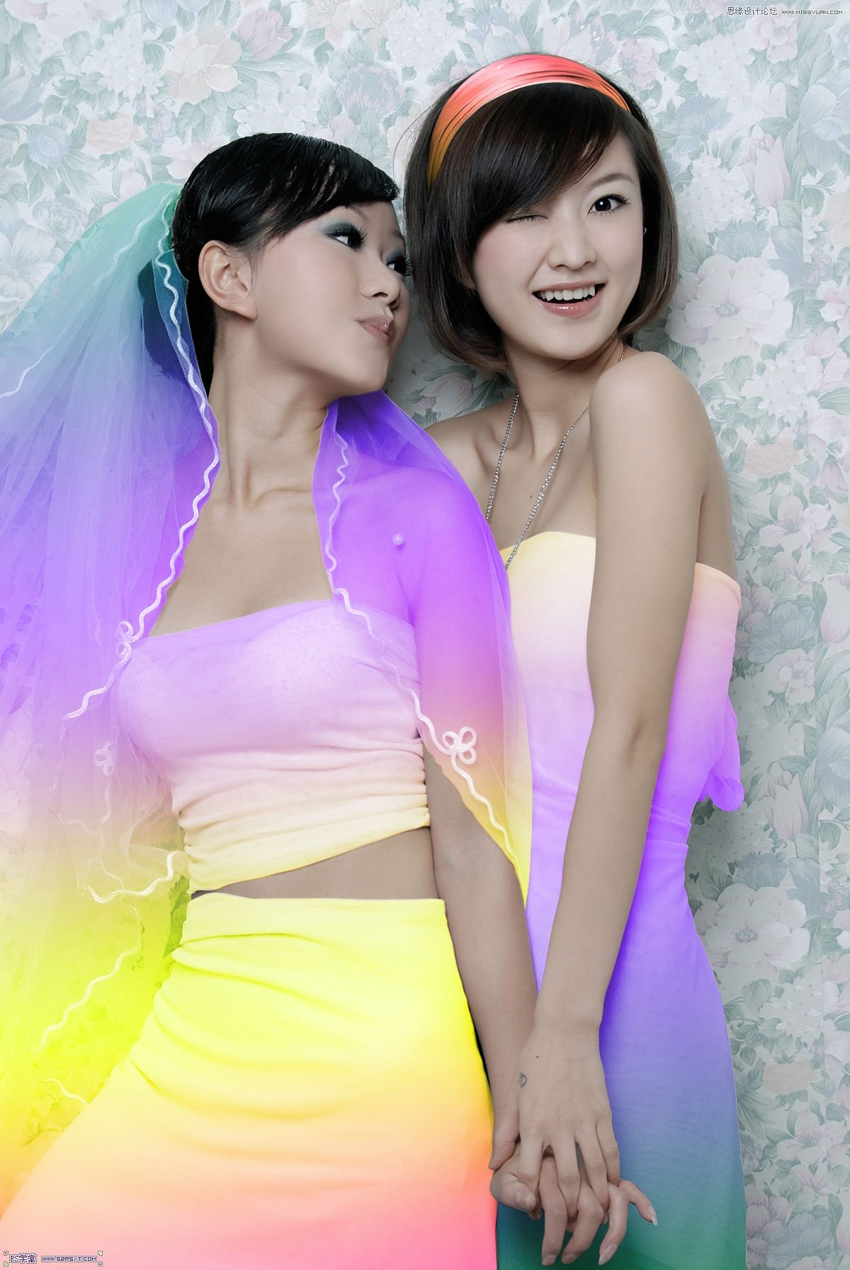 Photoshop制作姐妹花眨眼睛动画教程