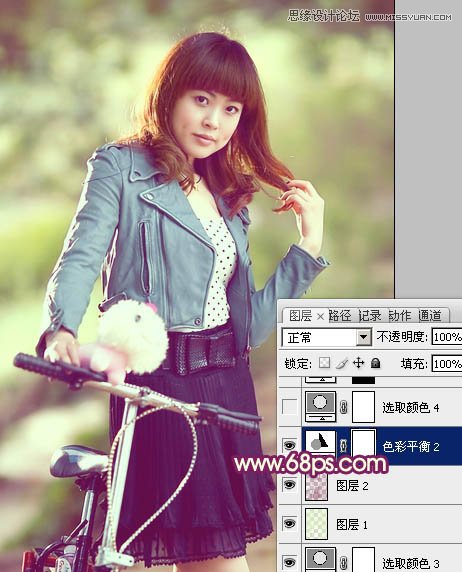 Photoshop调出单车美女梦幻朦胧效果图