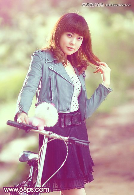 Photoshop调出单车美女梦幻朦胧效果图