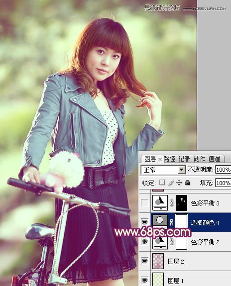 Photoshop调出单车美女梦幻朦胧效果图