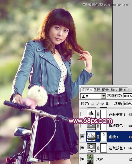 Photoshop调出单车美女梦幻朦胧效果图
