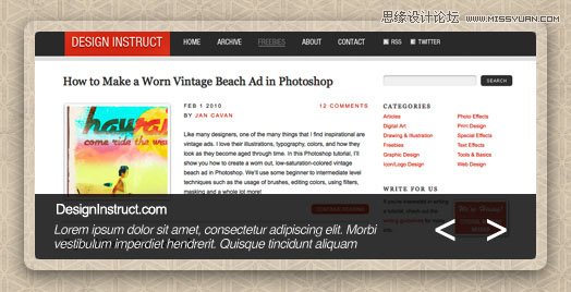 Photoshop设计黑色大气的网页模板