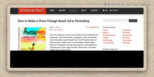 Photoshop设计黑色大气的网页模板