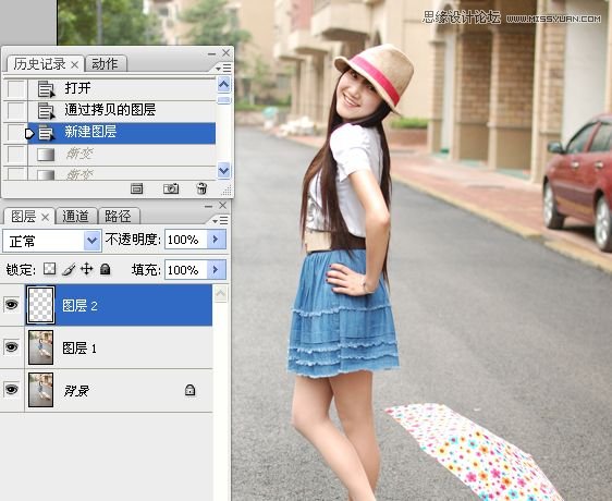 Photoshop调出街景美女淡雅的日系色调