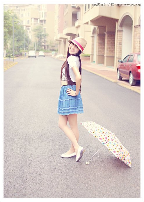 Photoshop调出街景美女淡雅的日系色调