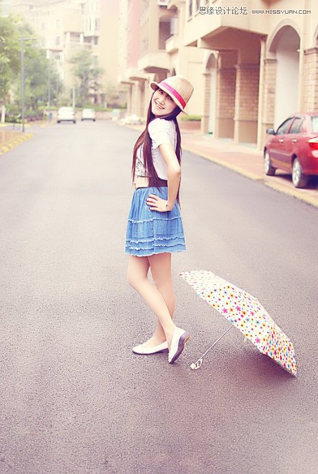 Photoshop调出街景美女淡雅的日系色调