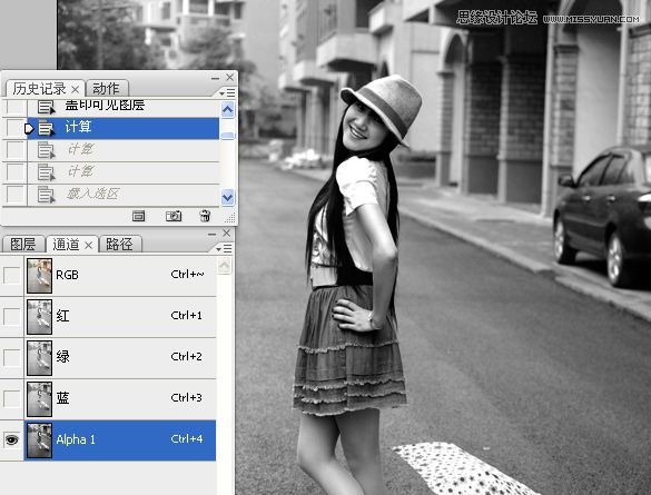 Photoshop调出街景美女淡雅的日系色调