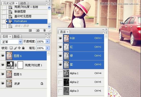 Photoshop调出街景美女淡雅的日系色调