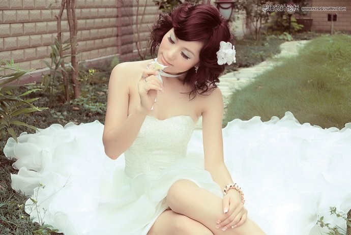 Photoshop婚纱美女柔美的黄色肤色效果