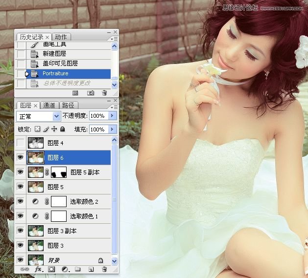 Photoshop婚纱美女柔美的黄色肤色效果