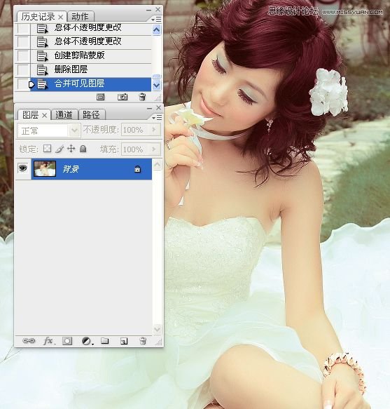 Photoshop婚纱美女柔美的黄色肤色效果