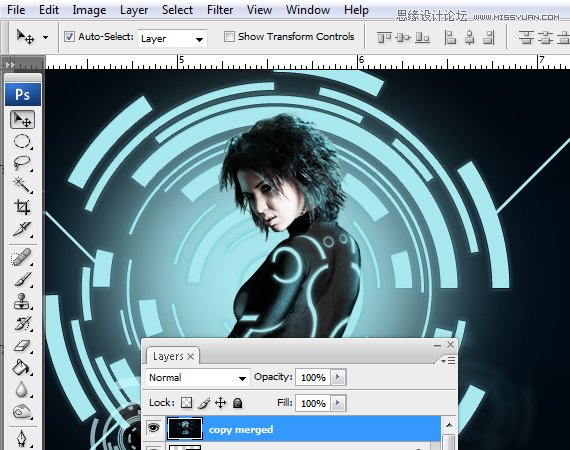 Photoshop合成Tron风格的科幻插图教程