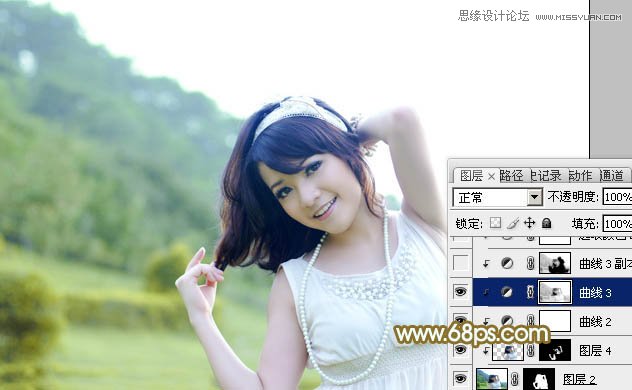 Photoshop给外景美女调出春季清新效果