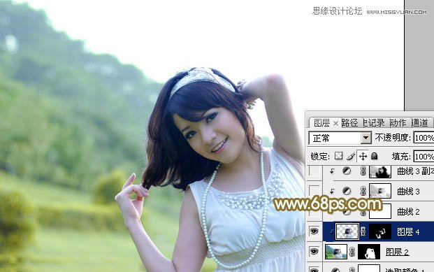 Photoshop给外景美女调出春季清新效果