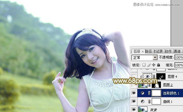 Photoshop给外景美女调出春季清新效果