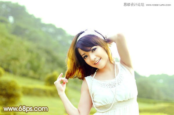 Photoshop给外景美女调出春季清新效果