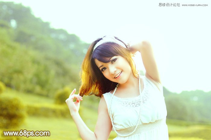 Photoshop给外景美女调出春季清新效果