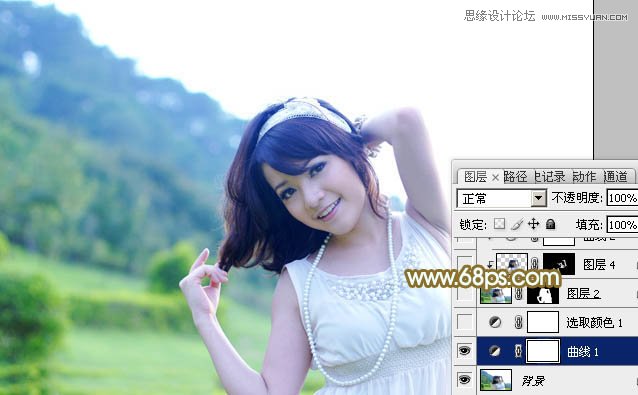 Photoshop给外景美女调出春季清新效果