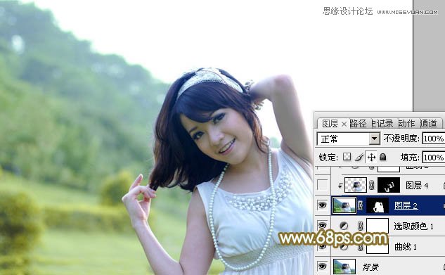 Photoshop给外景美女调出春季清新效果