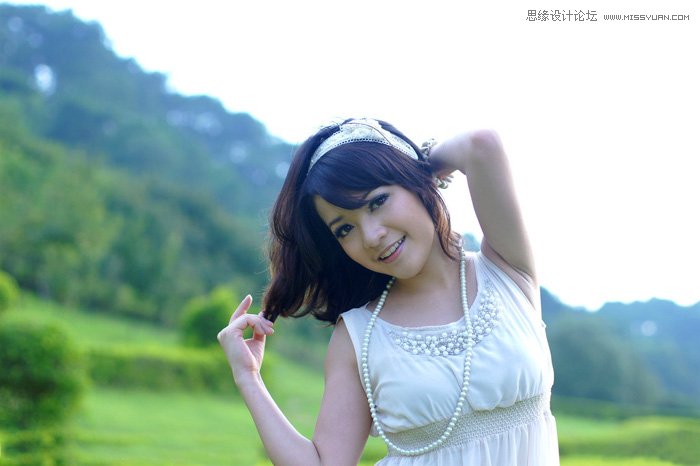 Photoshop给外景美女调出春季清新效果