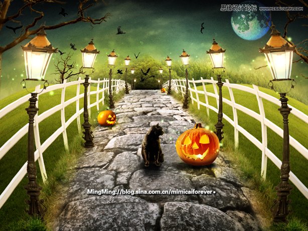 Photoshop设计卡通风格的恐怖场景桌面壁纸