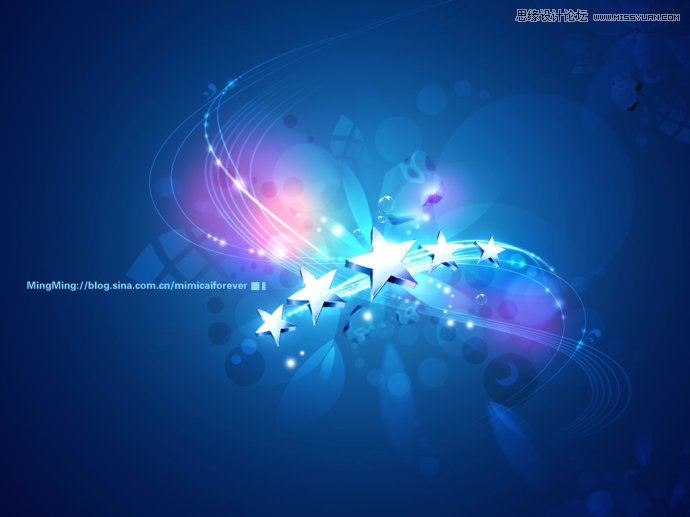 Photoshop设计蓝色梦幻效果的桌面壁纸