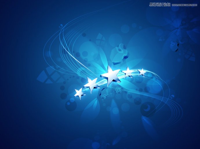 Photoshop设计蓝色梦幻效果的桌面壁纸