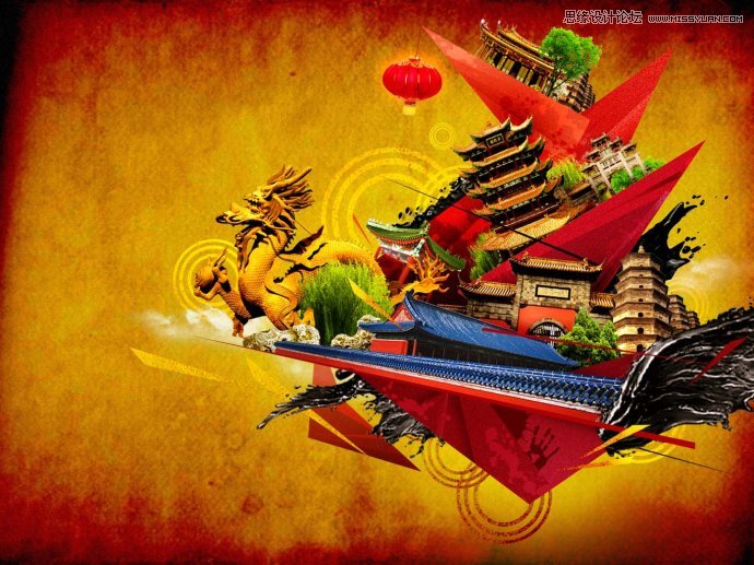 Photoshop设计拼接风格的时尚桌面壁纸