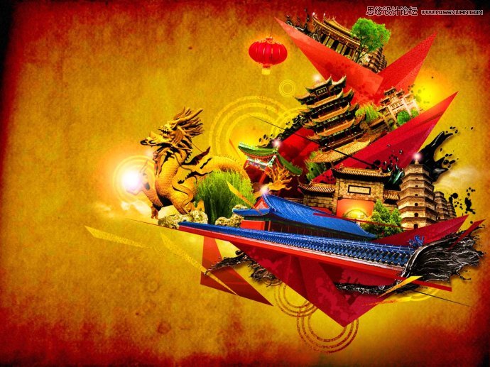 Photoshop设计拼接风格的时尚桌面壁纸