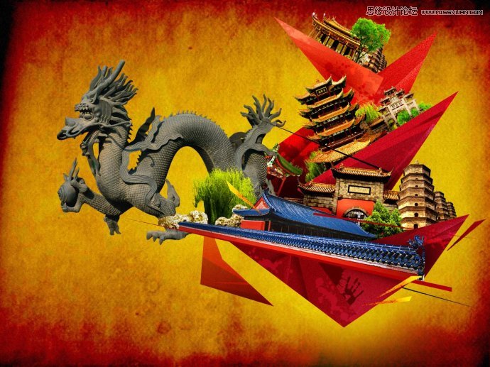 Photoshop设计拼接风格的时尚桌面壁纸