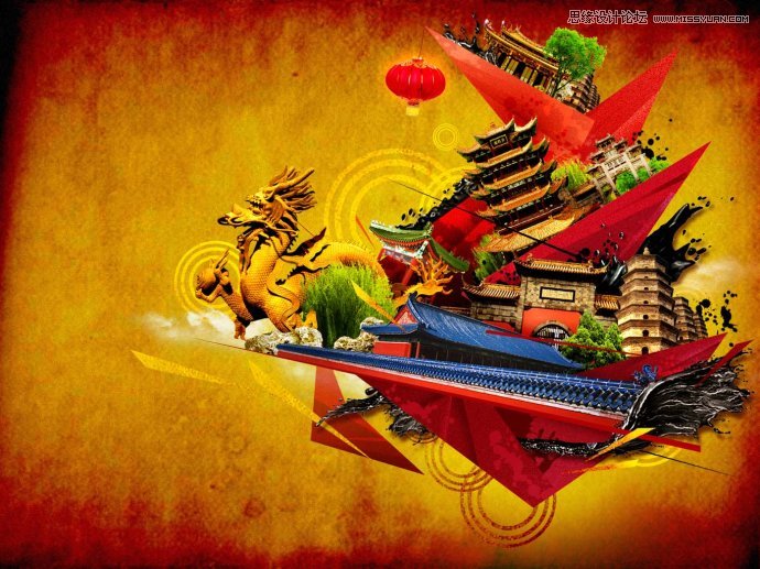 Photoshop设计拼接风格的时尚桌面壁纸