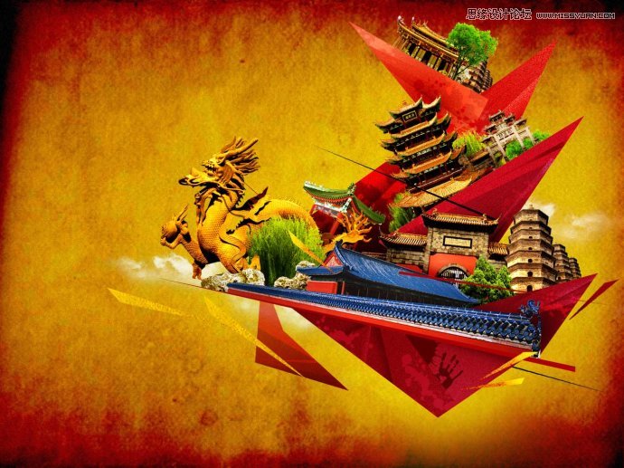 Photoshop设计拼接风格的时尚桌面壁纸